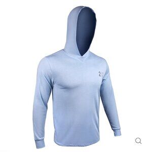 NEW Men's 2UNDR BRANDED ALL DAY HOODIE LIGHT BLUE Performance First Layer Large